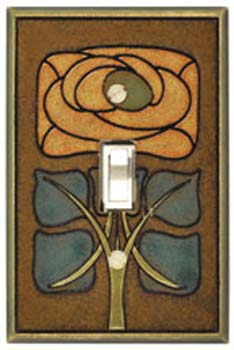 Single Ceramic Switchplate - Art Nouveau Flower