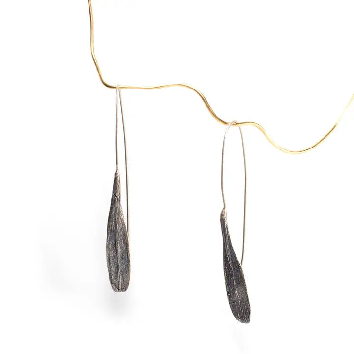 Bronze Ash Seed Feather Wishbone Earrings