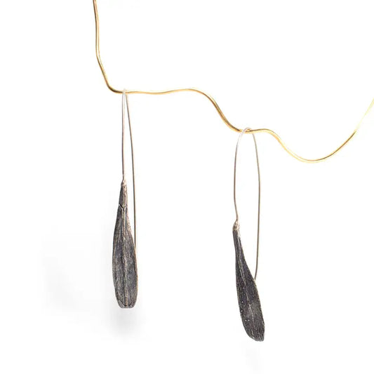 Bronze Ash Seed Feather Wishbone Earrings