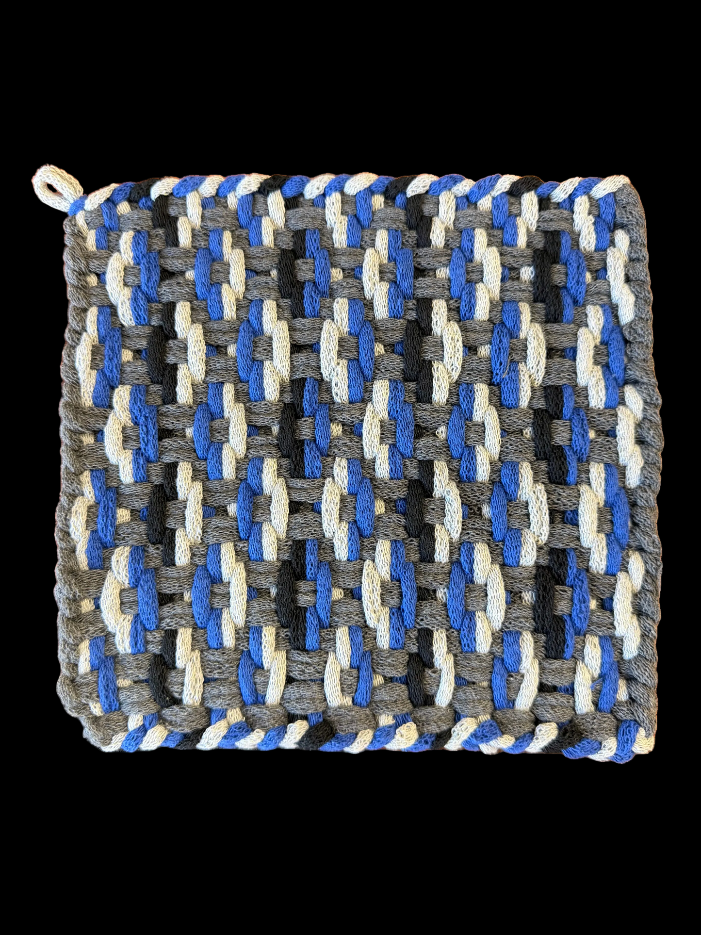 8x8 Hand-Loomed Kitchen Textile - "Stormy Waves"