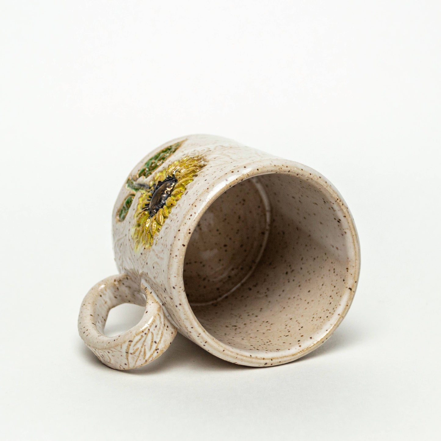 Sunflower Pattern Handmade Ceramic White 10oz Mug
