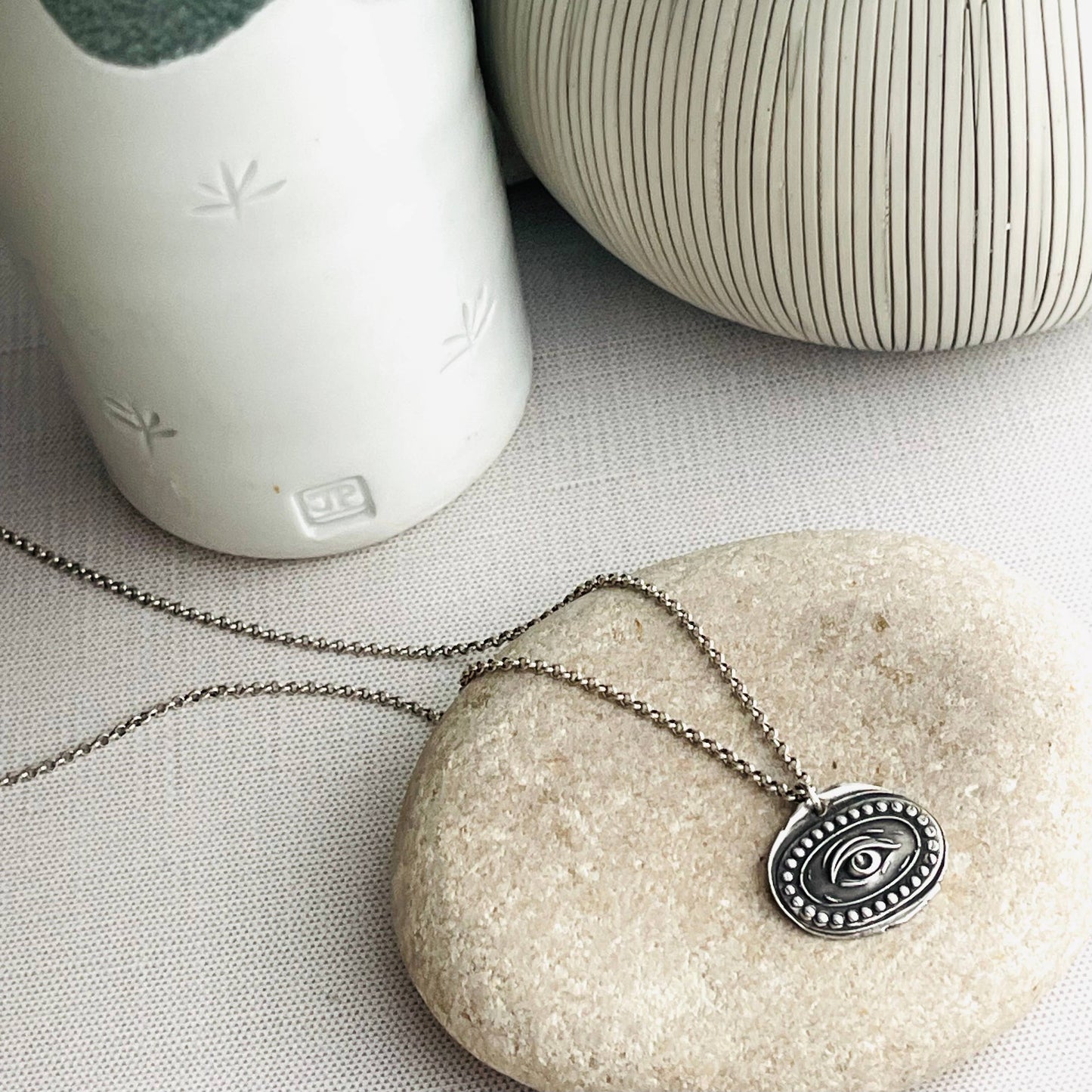 Sterling Silver “All Seeing Eye” Necklace: 16-18"