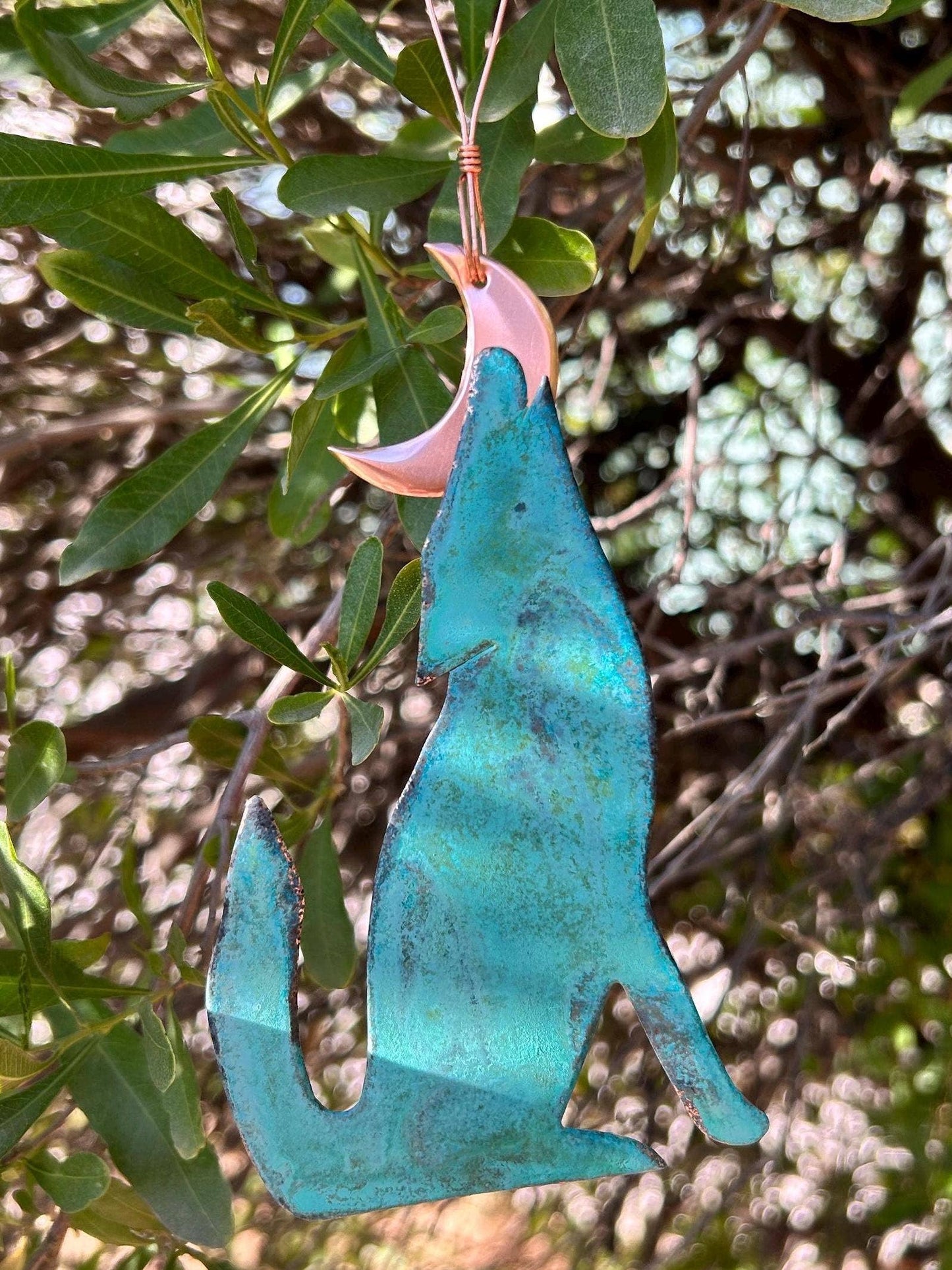 Coyote Wolf Copper Christmas Ornament