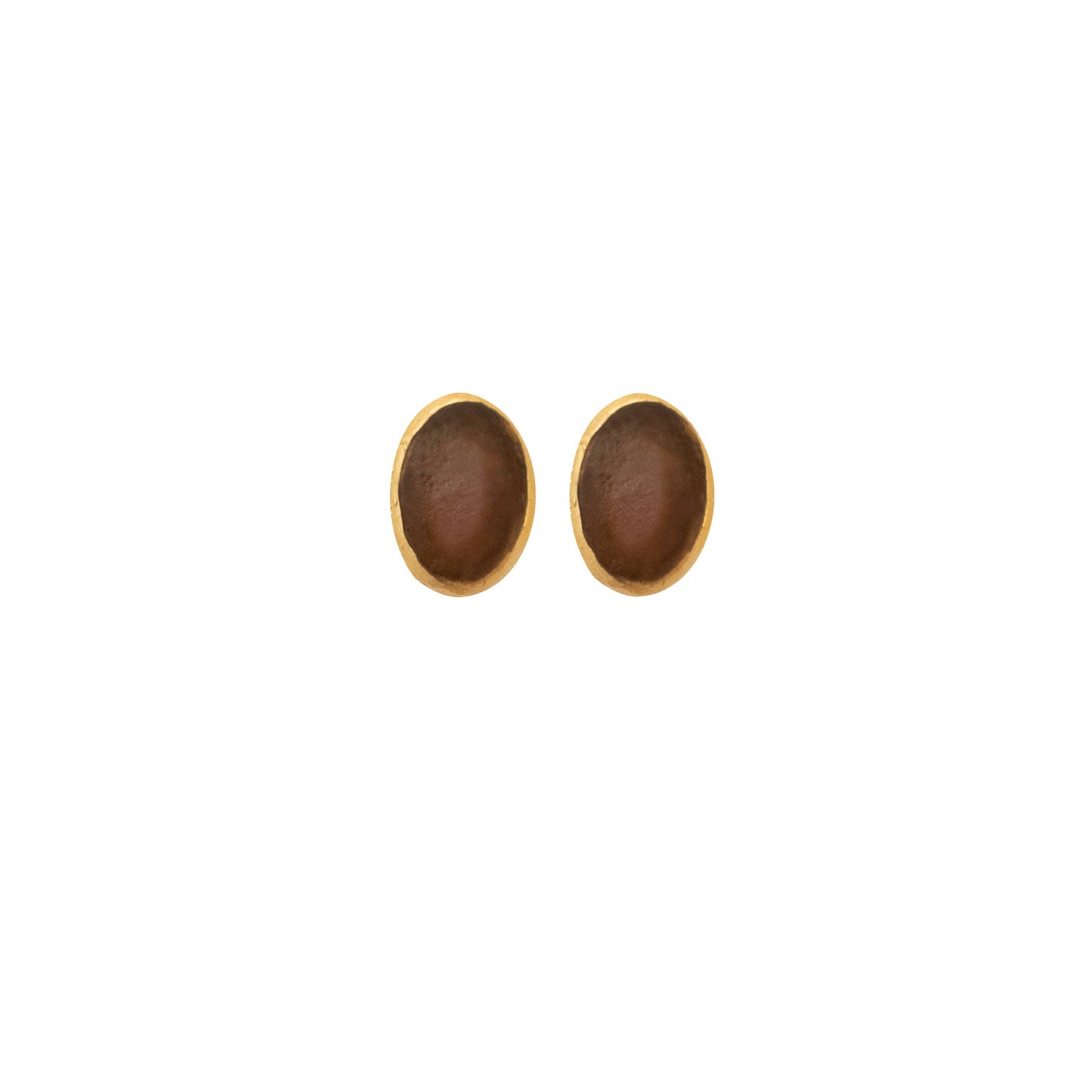Small Oval Post Earrings: Orange