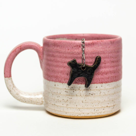 Ceramic Black Cat Charm Tea Ball Infuser/Steeper - Handmade