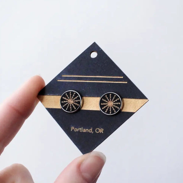 Black Radiant Stud Earrings