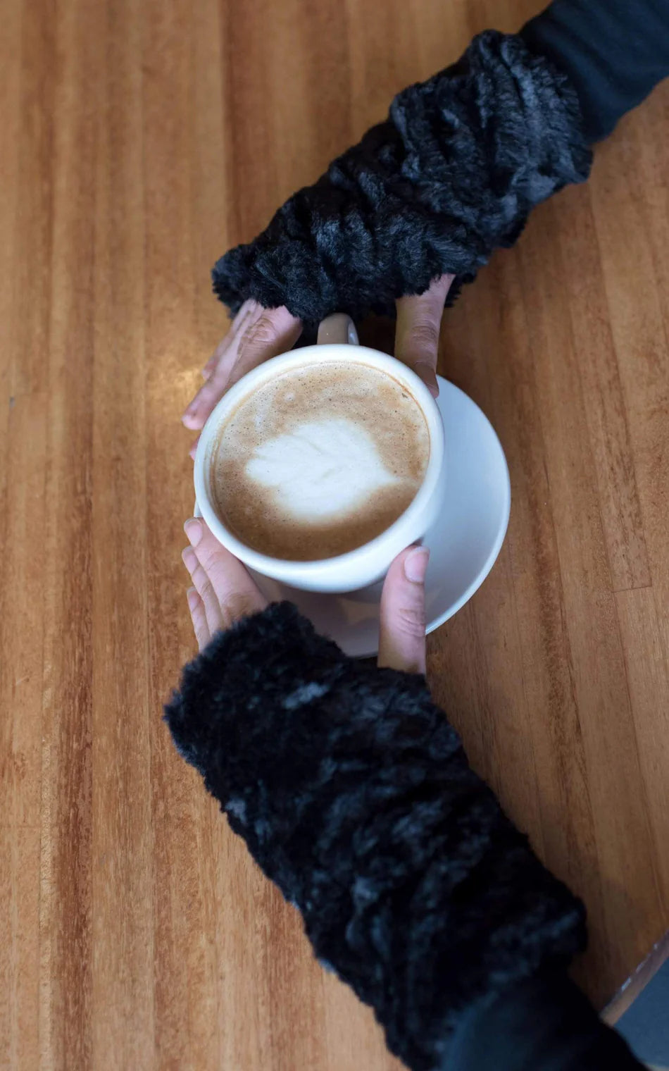 Cuddly Reversible Faux Fur Fingerless Gloves