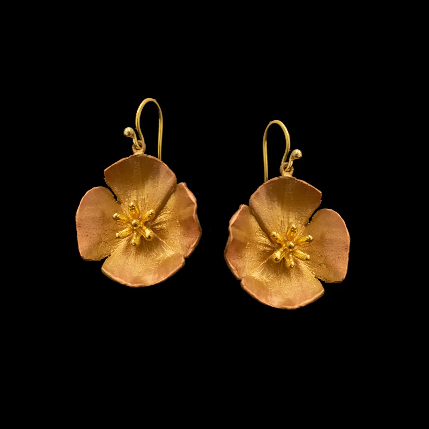 Bronze Dangle Poppy Earrings