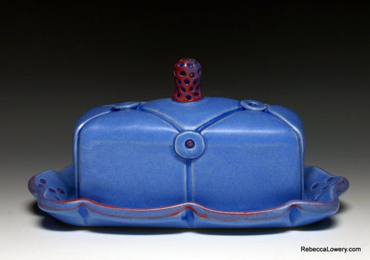 Button Cushion Covered Butter Dish