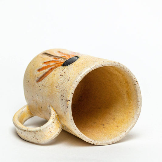 Orange Cone Flower Design Handmade in Ohio Ceramic Mug 14 oz