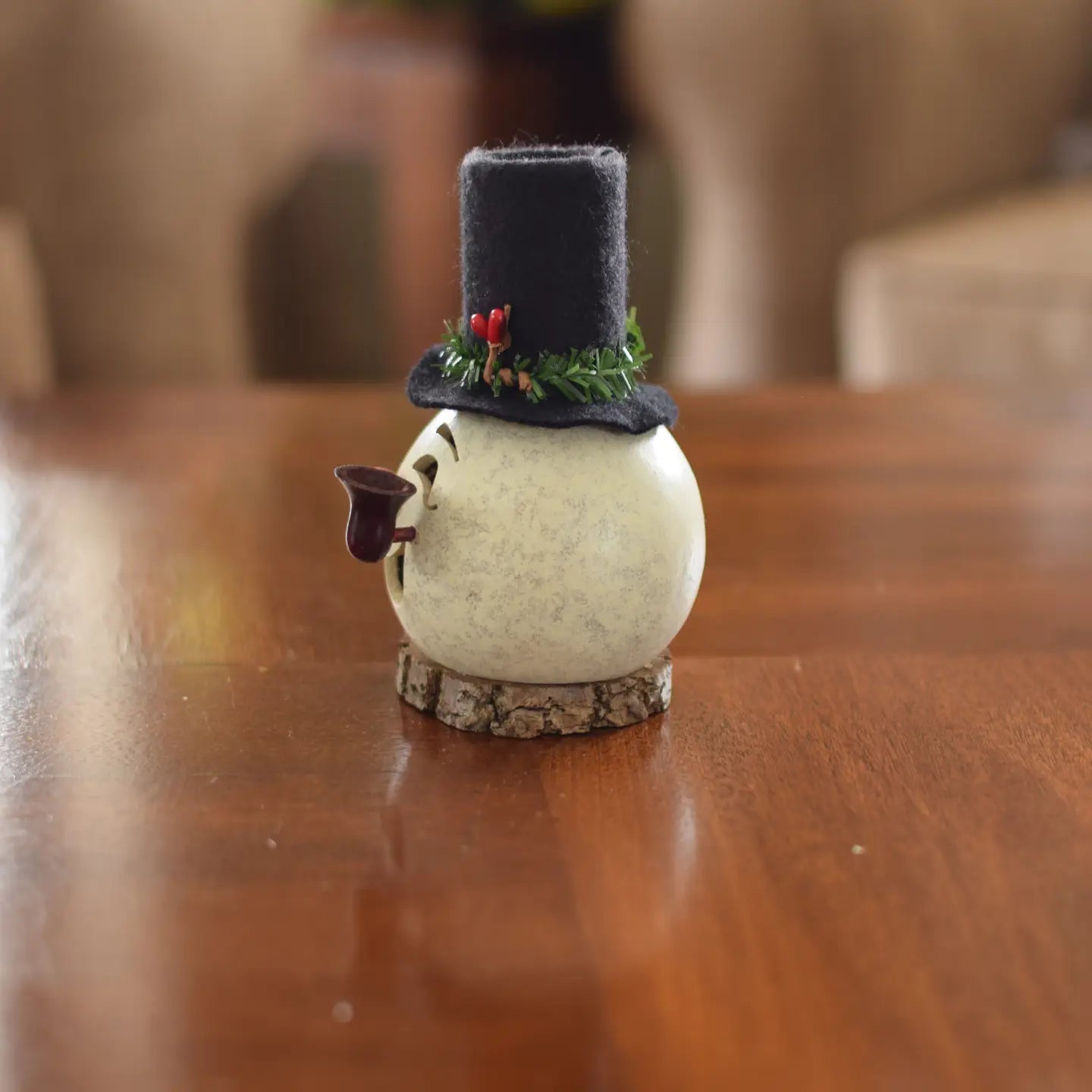 Clyde Snowman Hand-Crafted Gourd - Miniature
