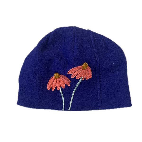 Wool Hat-Coneflower: Coral on Purple / One Size Fits Most