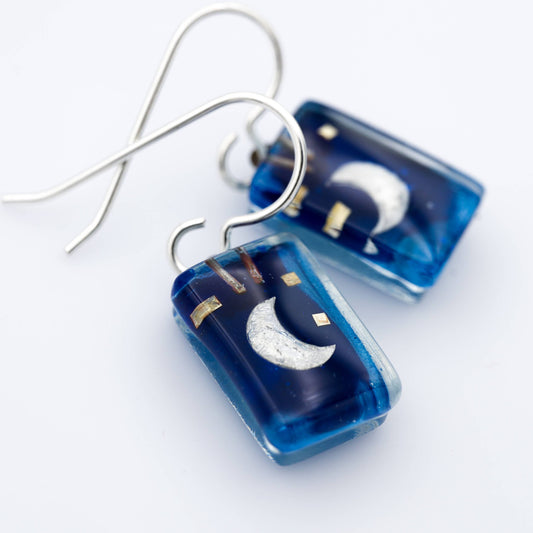 Blue Moon Drops Dangle Earrings in Argentium Silver