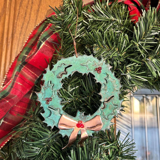 Wreath Copper Christmas Ornament