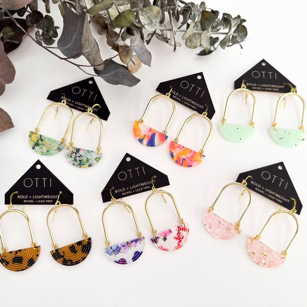 Architectural Half Moon Earrings: Limited SPRING Patterns: Tigers Eye