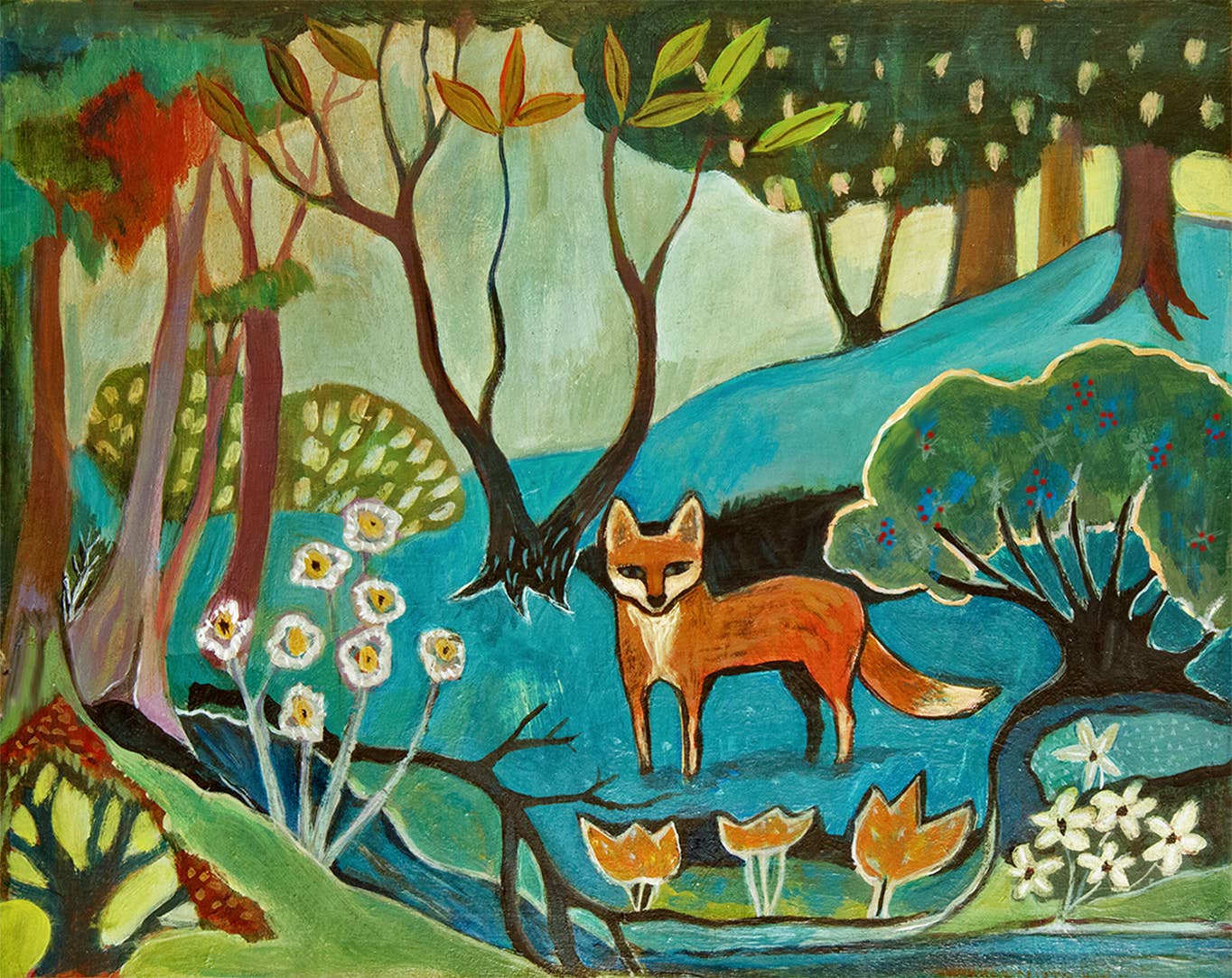 Folkloric Fox Greeting Card
