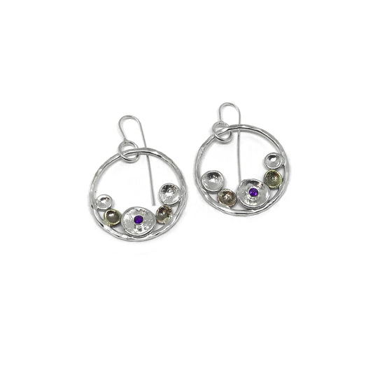 Pebble on the Beach Earring Series: Amethyst