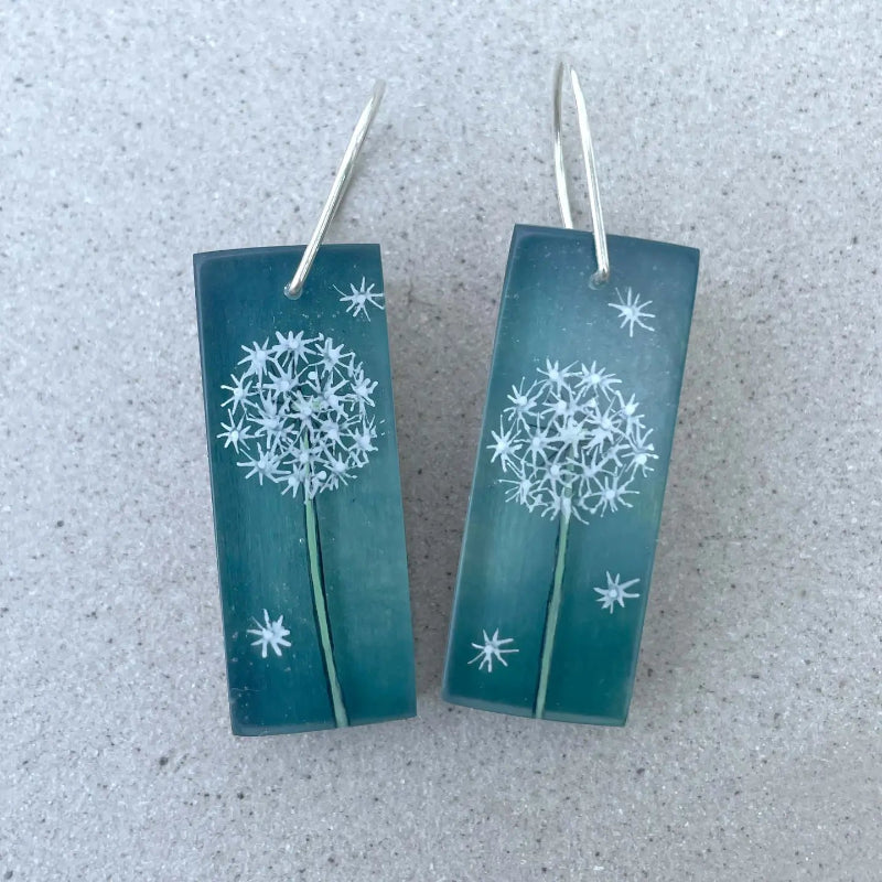 Hand Painted Dandelion Earrings