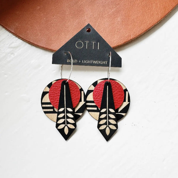 Birch and Leather Danish Design Earrings