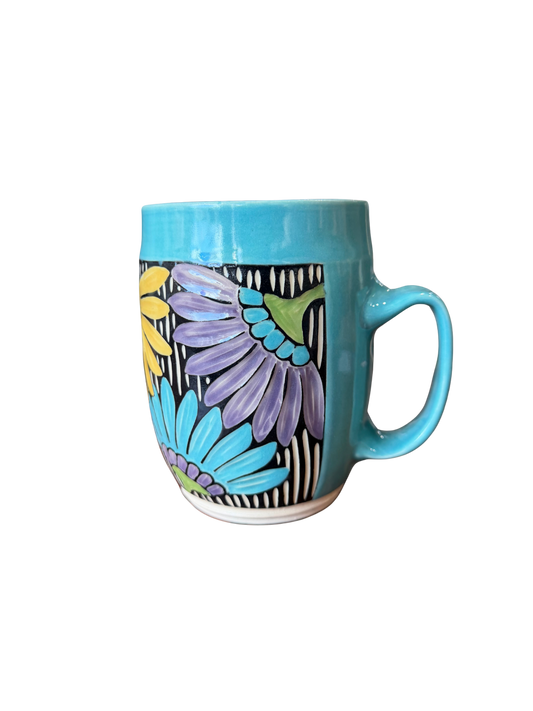 Wheel Thrown Mug - Floral Lake