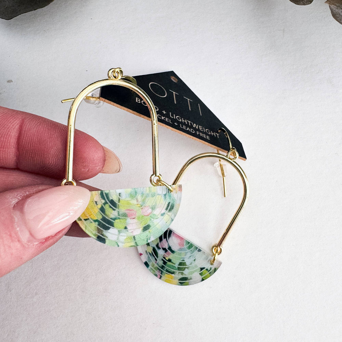 Architectural Half Moon Earrings: Limited SPRING Patterns: Tigers Eye