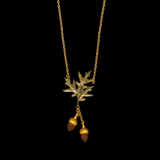 Pine Oak Double Acorn Necklace - 16inch