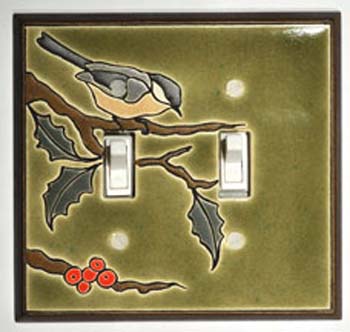 Double Ceramic Switchplate - Chickadee