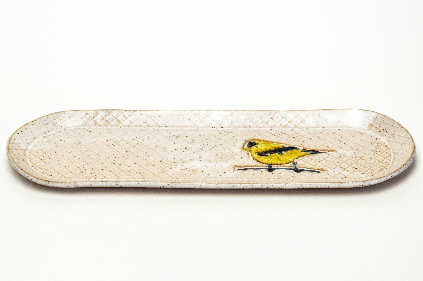 Goldfinch Pattern Stoneware Handmade in Ohio Ceramic Platter