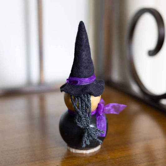 Hand-Crafted Witch Gourd - Cora Tiny - Halloween Decor