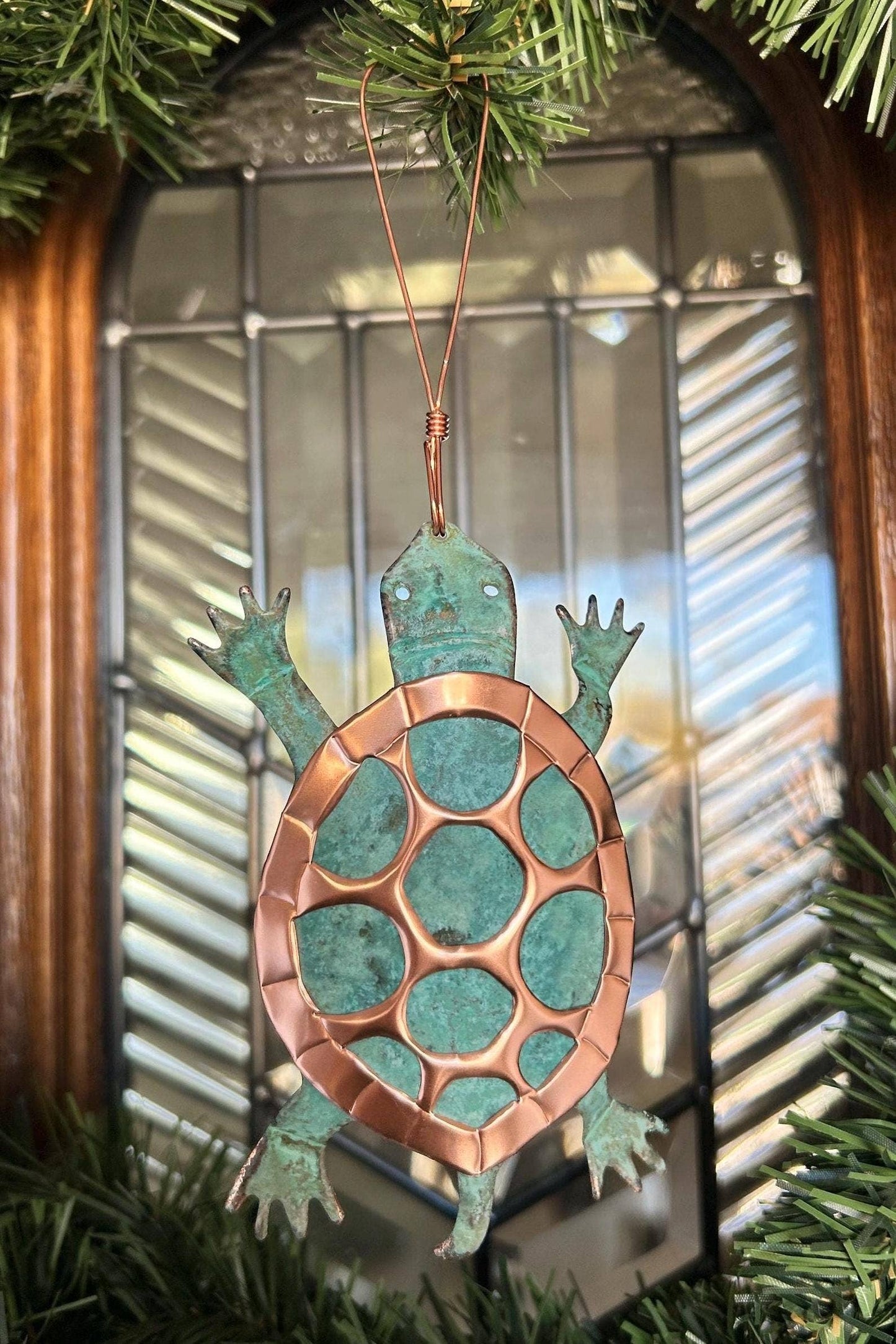 Turtle Tortoise Copper Christmas Ornament