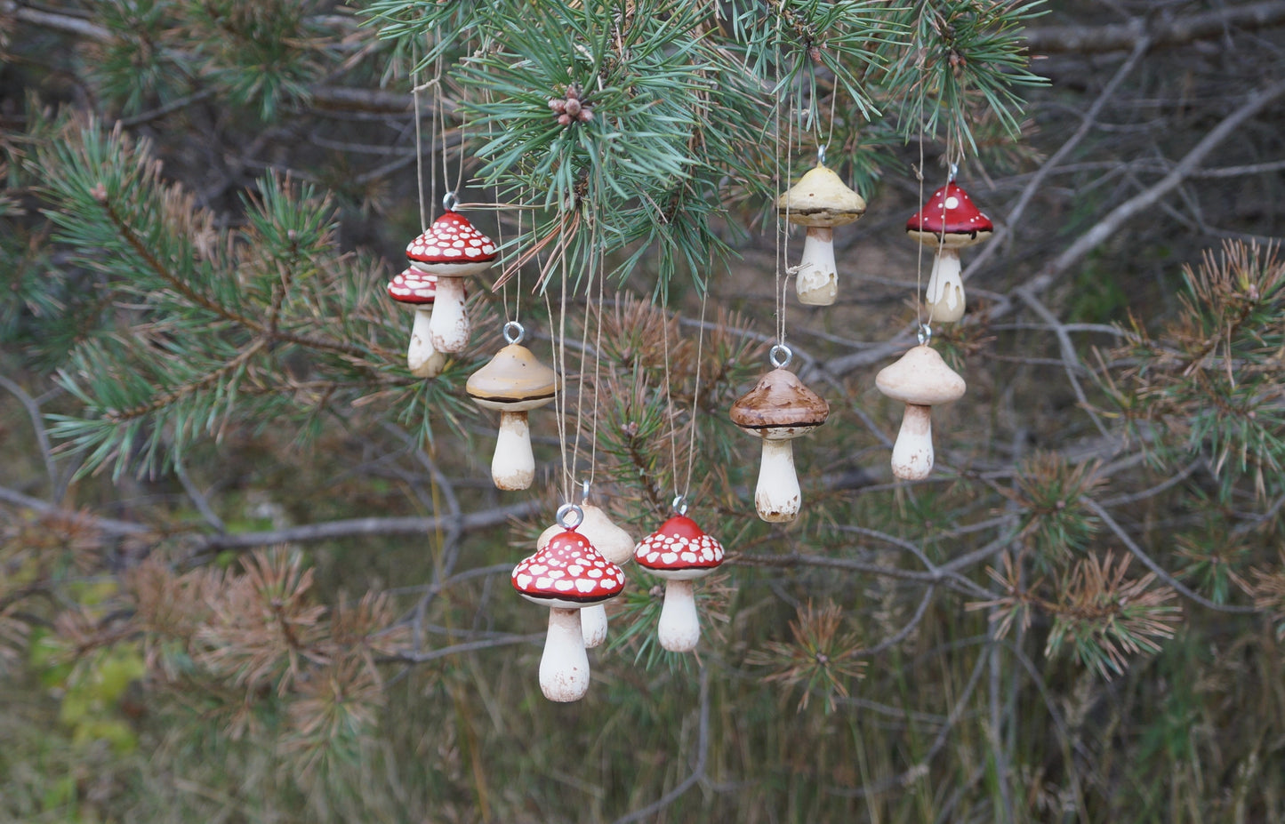 Hand Painted Wooden Mushroom Ornament