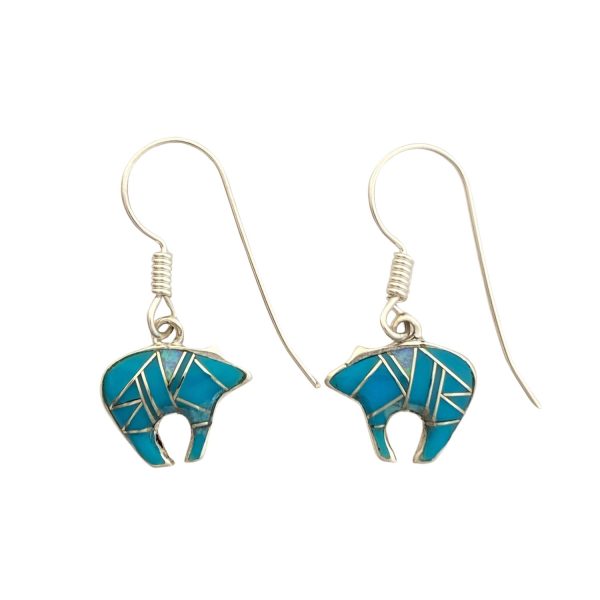 Petite Turquoise and Opal Inlay Sterling Silver Earrings