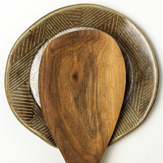 Ceramic Spoon Rest- Morel Mushroom Pattern Handmade in Ohio