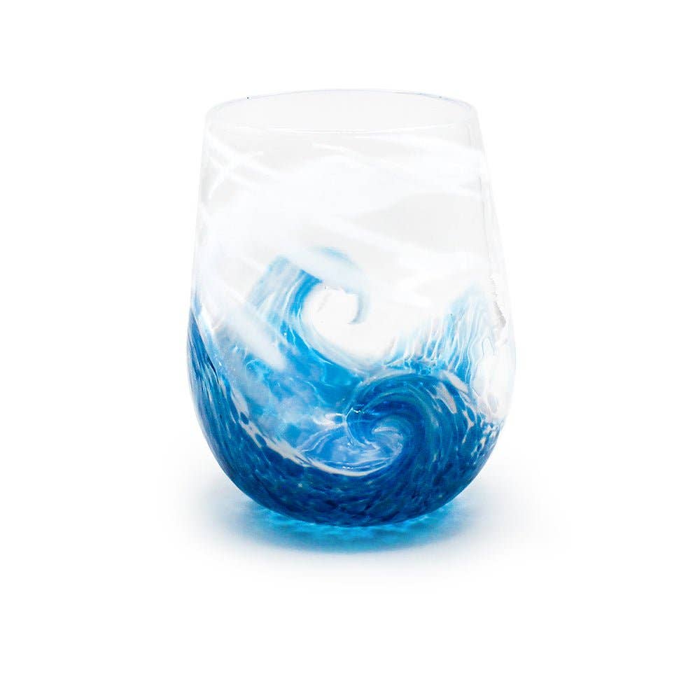 Stemless Wave Goblets: Clouds / Aquamarine