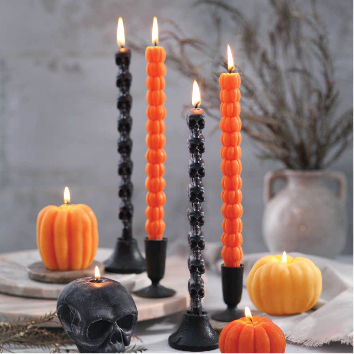 Taper Candles – 100% Pure Beeswax – Sculpted Pumpkin 10"