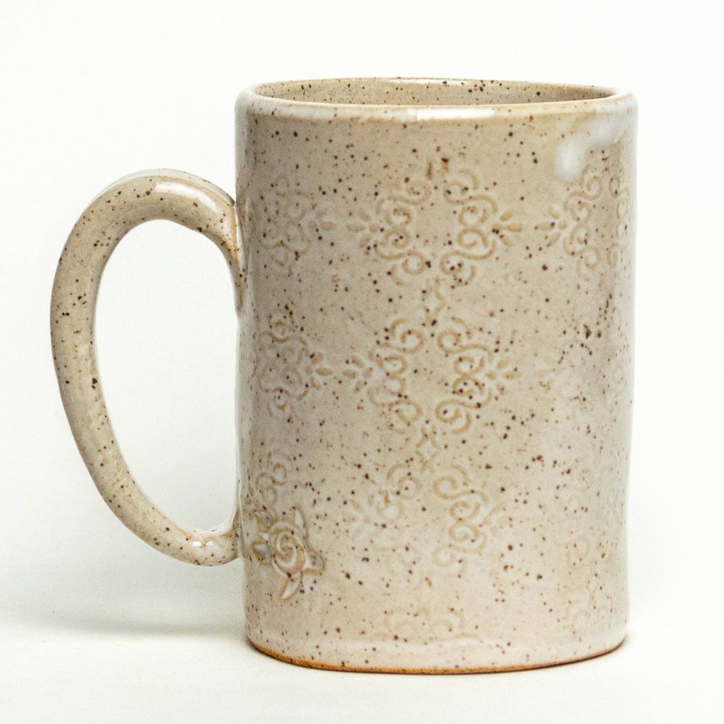 Poinsettia Pattern Handmade in USA - Ceramic White 14oz Mug