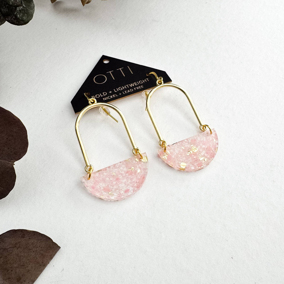 Architectural Half Moon Earrings: Limited SPRING Patterns: Peachy Keen