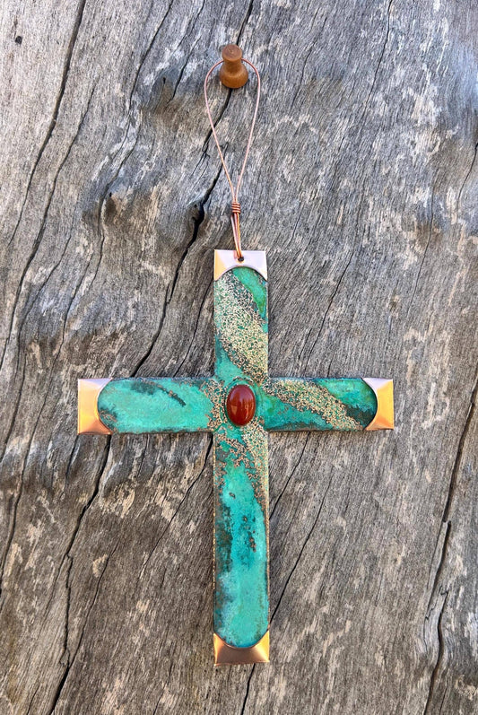 Cross Copper Christmas Ornament