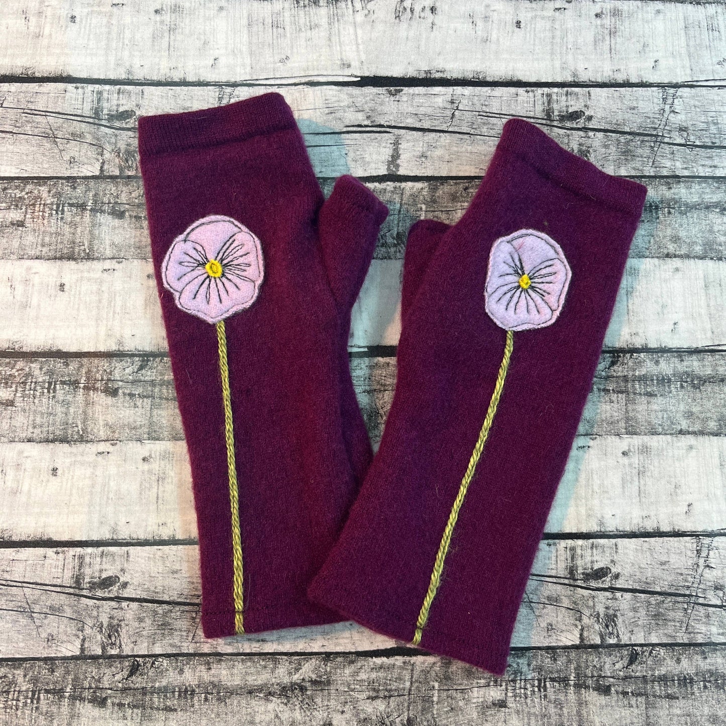Fingerless Cashmere Gloves-Pansy: Plum / One Size Fits Most