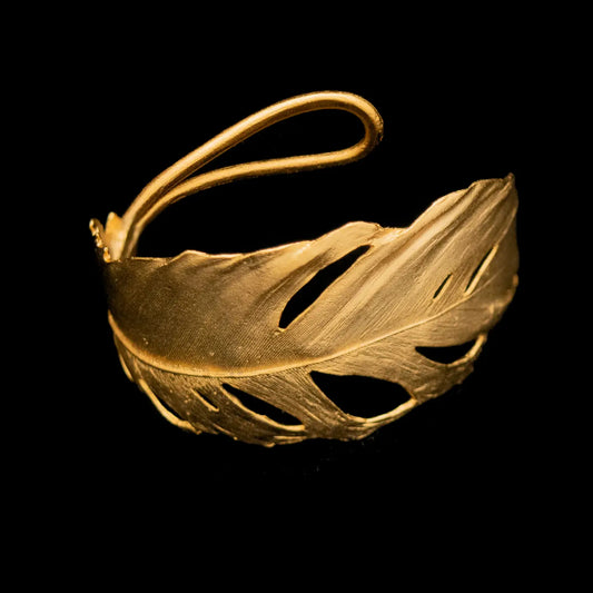 Gold Feather Cuff Bracelet