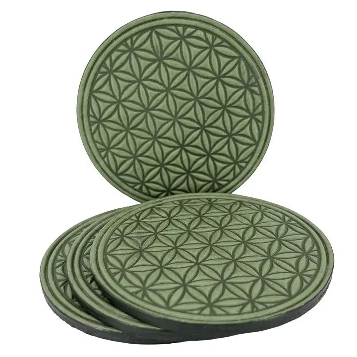 Flower of Life Leather Beverage Coasters