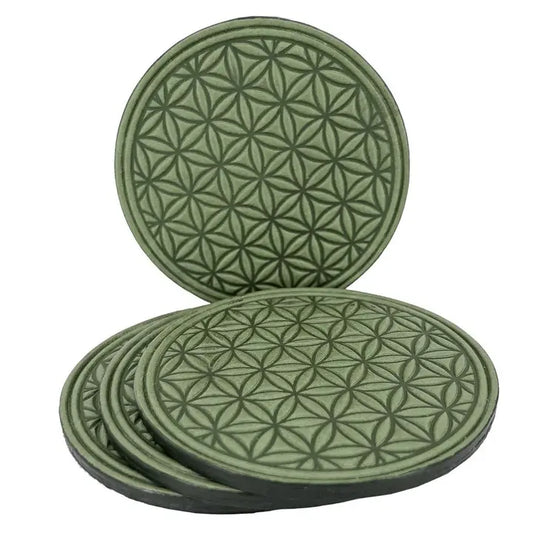 Flower of Life Leather Beverage Coasters
