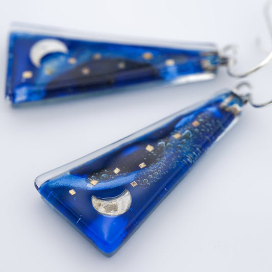 Blue Moon Triangle Earrings