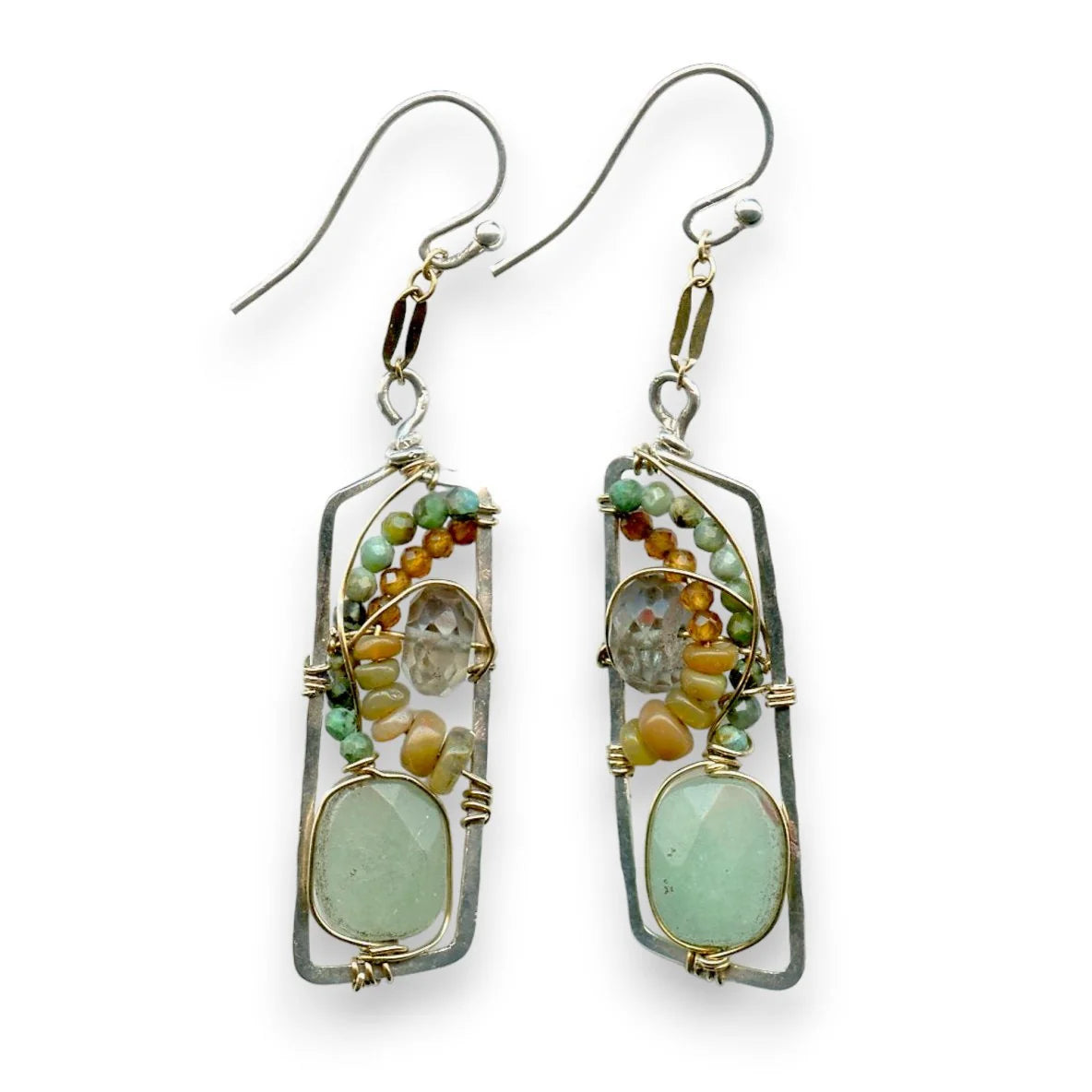 Gemstone Parallelogram Earrings