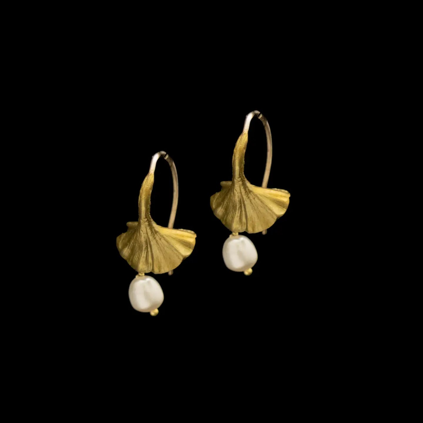 Ginkgo Drop Earring with Pearl