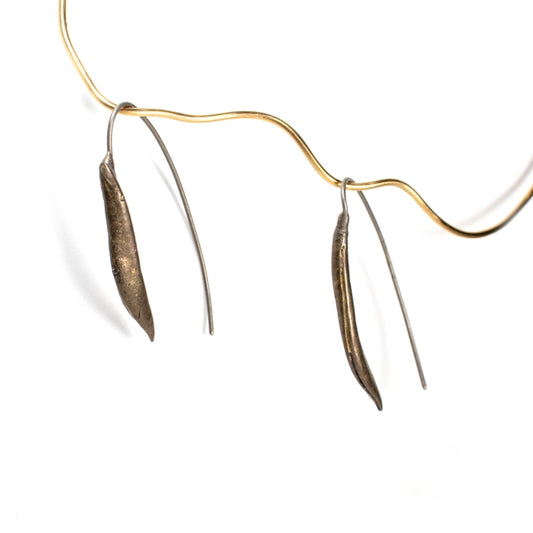 Bronze Succulent Peperomia Wishbone Earrings