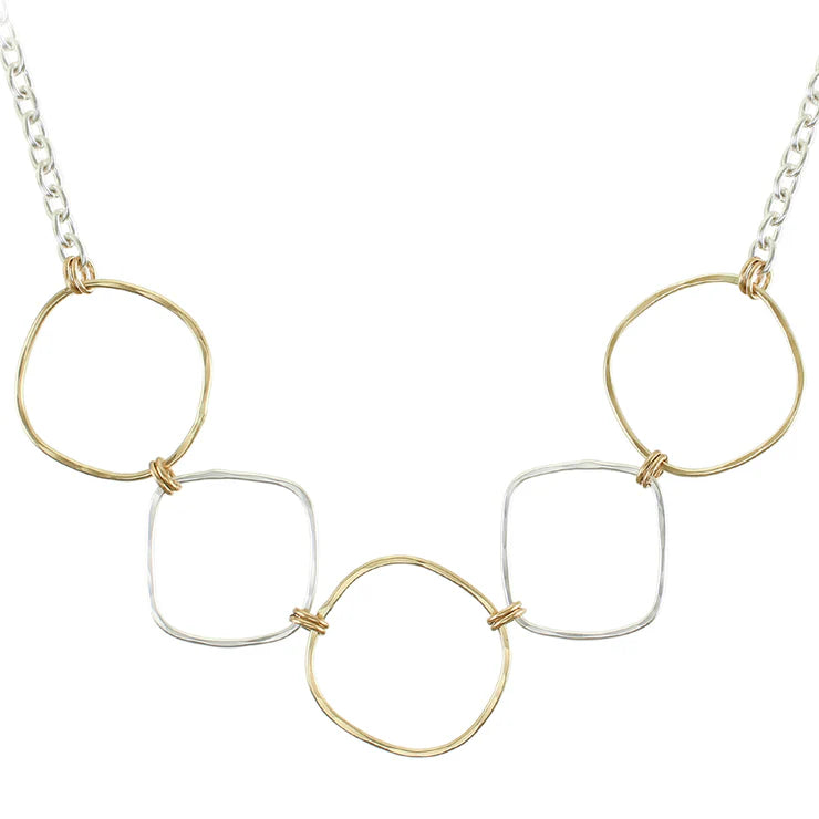 Hammered Square Links Necklace