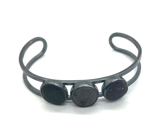 Three Stone Sterling Silver Cuff