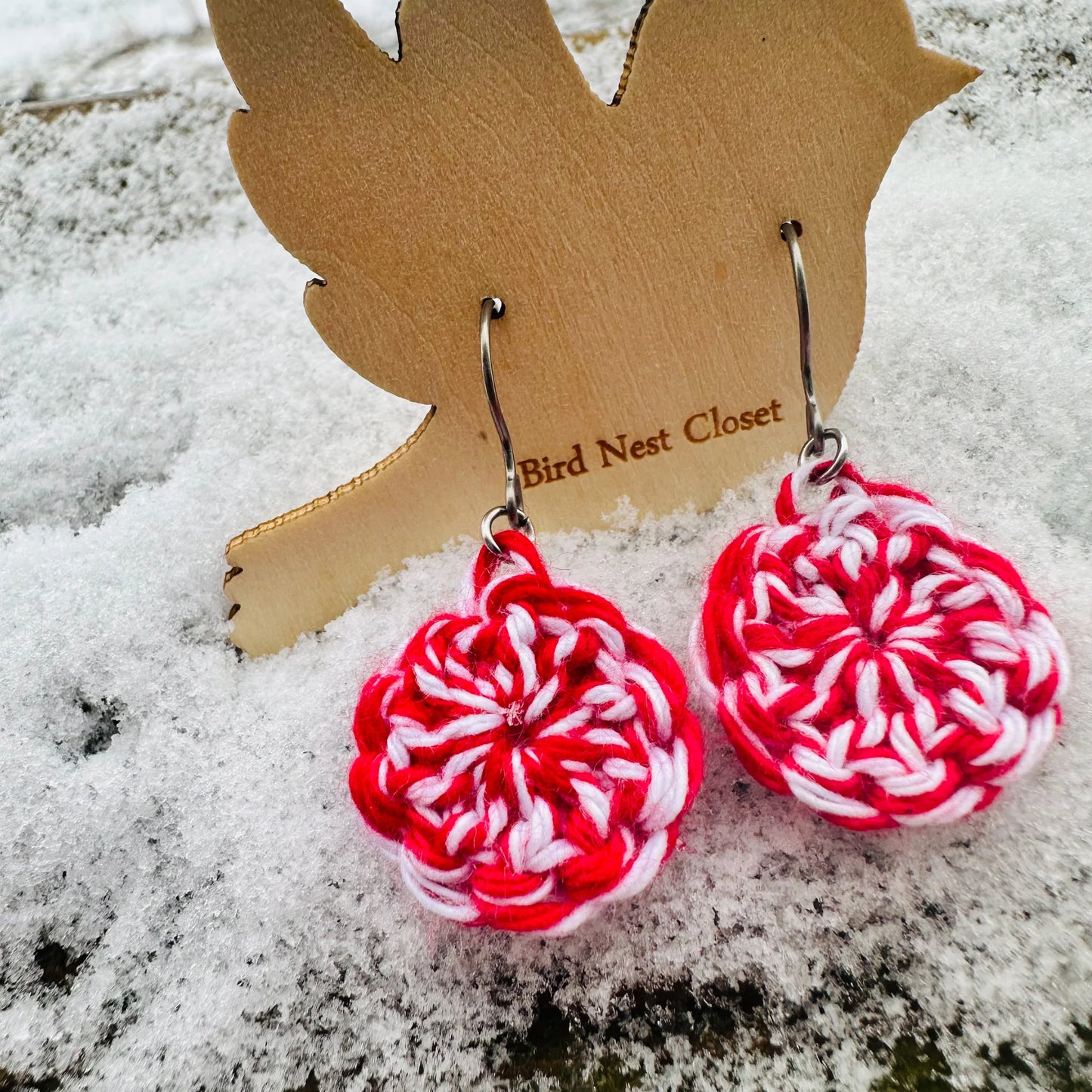 Crochet Peppermint Candy Dangles