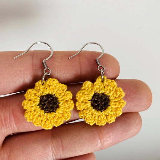 Crochet Sunflower Dangles